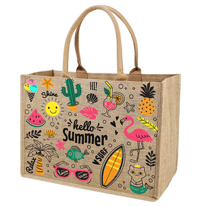 Bolsa de Yute Económica con Estampado de Dibujos Animados para la Playa o Compras, Tamaño Grande, con Asa para Llevar, Hecha en Bangladesh - Product Image 1