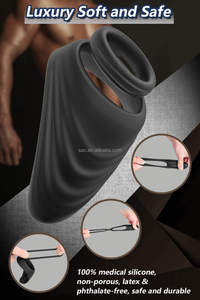 Sacknove Mannelijke Lul <span class=keywords><strong>Penis</strong></span> Seksspeeltjes Siliconen Rubber Herbruikbaar Orgasme G Punt Zwart Dual Cock Ringen Voor Koppels Mannen Homo - Product Image 2
