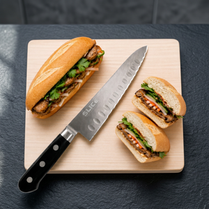Couteau de chef à lame ondulée en acier inoxydable chirurgical avec manche en plastique, bord dentelé, compatible lave-vaisselle, pour couper le pain - Product Image 2