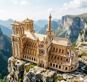 <span class=keywords><strong>Puzzle</strong></span> en bois <span class=keywords><strong>3D</strong></span> personnalisé avec logo, modèle de cathédrale, idéal comme souvenir pour les fêtes religieuses - Product Image 2
