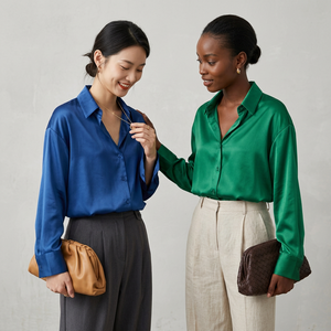 Camicia di Lusso in Raso Stampato per Donna, Oversize a Maniche Lunghe, <span class=keywords><strong>Elegante</strong></span> Stile Retrò Hong Kong, Blusa Chemise Femme - Product Image 2