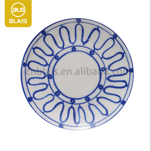 Assiette de présentation Blais 12 pouces en porcelaine fine, bleue, à lignes courbes, carrée, de luxe, élégante, lavable au lave-vaisselle, fabriquée à la main, écologique - Product Image 2