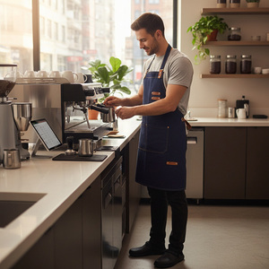 Bán Buôn Biểu Tượng Tùy Chỉnh Thêu In Ấn Bib Đen Trắng Nhà Bếp Đầu Bếp Làm Sạch Tạp Dề Có Thể Giặt Eo - Product Image 6