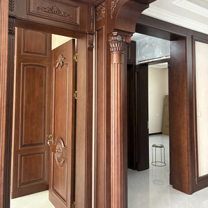 تصميم الشرائح العمودية الحديثة الصلبة MDF لوحة خضراء خشبية غرفة نوم الباب الداخلي للشقق السكنية سوينغ - Product Image 5