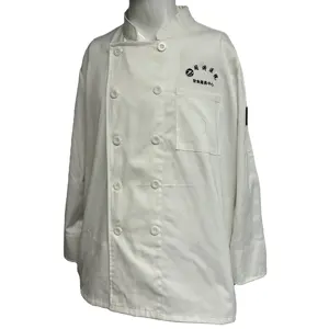 China Supplier Wholesale Cheap Chef Uniform Custom Polyester Cotton Long Sleeve Chef Jacket Unisex Button Up Restaurant Uniform