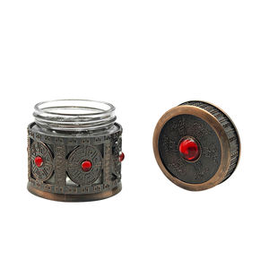 Frasco de Metal de aleación para cosméticos, frasco de vidrio con gemas, de bronce, 25ml, 50ml, 100ml - Product Image 4