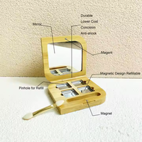 Palette de fards à paupières compacte en bambou magnétique pour maquillage, étui cosmétique pour poudre et fards à paupières