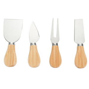 Couteau à fromage en acier inoxydable avec manche en bois, comprenant une fourchette à pizza et une pelle, ensemble d'outils en métal, ensemble d'outils à fromage de qualité supérieure - Product Image 1