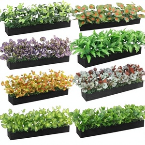 กระถางปลูกต้นไม้ประดับตกแต่งรูปทรงรางดอกไม้ พร้อมต้นหัวไชเท้าพลาสติกสีเขียวประดิษฐ์  ดอกไม้ประดิษฐ์ตกแต่ง  ชุดต้นไม้จำลอง - Product Image 1