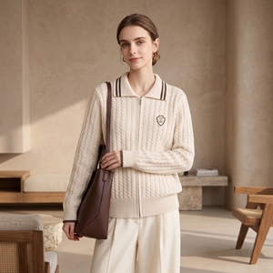 Cárdigan de Cachemira 100% de Mongolia Interior para Mujer, con Cuello Vuelto y Bordado de Trenzas, <span class=keywords><strong>Helan</strong></span> Mt Ningxia, 16.2um, Tejido a Máquina Stoll, Trasladable, 26Yr - Product Image 4