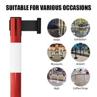 Poteaux de signalisation portables d'extérieur avec corde et poteau, borne de sécurité rouge haute visibilité, barrière de stationnement en métal