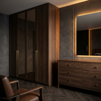 Meubles de chambre d'hôtel de luxe : Lit plateforme rembourré en velours avec cadre en bois de noyer pour hôtels et auberges