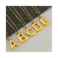 Collar Personalizado de Fábrica, Chapado en Oro de 18k, con Nombre de Pareja, Inicial, Acero Inoxidable, Letra del Alfabeto en Forma de Globo 3D
