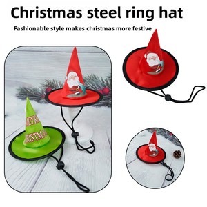 Chapeaux de Noël doux et mignons pour chiens, avec anneau en acier et sommet pointu, pour petits/moyens chiens, décoration festive pour les fêtes de Noël - Product Image 2