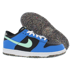 รองเท้ากีฬา Nike Dunk Low SE เด็กหญิงรองเท้าผ้าใบลำลองสีดำ/น้ำเงินลายโลโก้เด็กของแท้100% - Product Image 5