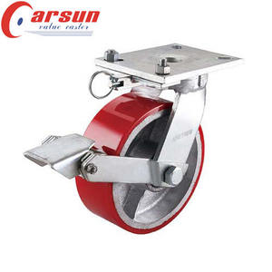 ล้อเลื่อน Carsun Ultra Heavy Impact Resistance ขนาด 10 นิ้ว แกนเหล็ก ล้อ PU โพลียูรีเทน สำหรับงานอุตสาหกรรม พร้อมเบรก ลูกปืน - Product Image 5