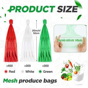 Bolsas de malla de nailon reutilizables con cierres de lazo para almacenamiento de frutas y verduras - Product Image 2