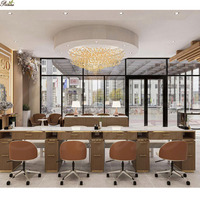 Équipement de salon de beauté personnalisé, station de manucure pour 3 personnes, mobilier de manucure, table de manucure