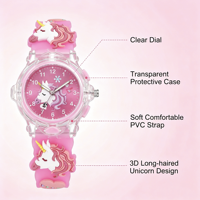Montre à bracelet souple en PVC avec imprimé de personnage mignon, design licorne, idéale pour un cadeau de Noël