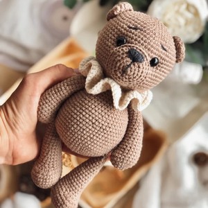 En gros Personnalisé Nouveau-Né Crochet Bébé Ours En Peluche Hochet Animal Bois <span class=keywords><strong>Bain</strong></span> Dentition Mignon Ours Douche Cadeau <span class=keywords><strong>Jouet</strong></span> pour Enfants - Product Image 5