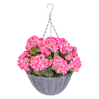 Cesta Suspensa de Flores Artificiais para Decoração Externa de Pátio, Varanda, Jardim e Villa