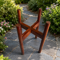 Support de fleurs extensible d'intérieur, support simple pour pot de fleurs, support en bois de hêtre rouge foncé
