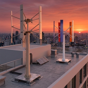 Éolienne verticale de type H de 50 kW avec pales en aluminium (5 pales) pour terre et bateau, 380 V, basse vitesse, H-50 kW, 30 kW, verticale - Product Image 3