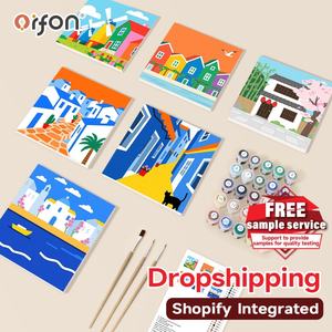 Orfon कला शहर 6-pcs मिनी आधुनिक लिनन पेंट नंबर किट द्वारा पर्यावरण के अनुकूल डिय पेंटिंग सेट ओएम ग्लोबल ड्रॉपशीपिंग - Product Image 1