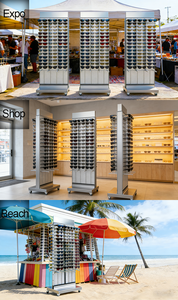 Support de présentation en acrylique transparent sur pied, grand et moderne, pour lunettes optiques, idéal pour magasin et mobilier de sol - Product Image 6