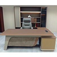 Bureau de direction moderne avec bibliothèque en panneaux de bois pour PDG/directeur, mobilier élégant