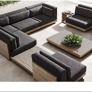 Haut <span class=keywords><strong>de</strong></span> gamme nordique <span class=keywords><strong>jardin</strong></span> solide teck Module canapé ensemble plage Villa canapé Table Resort mobilier d'extérieur - Product Image 2