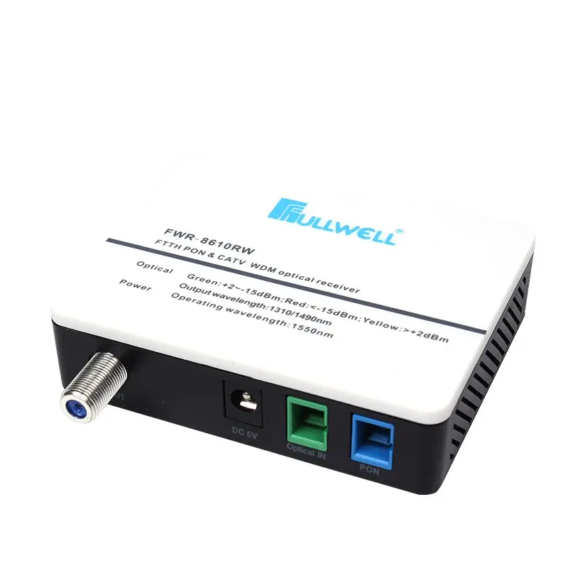 Fullwell receptor óptico conversor, mini conversor de receptor óptico de fibra ftth chinesa 1310/1490/1550nm catv wdm ftth