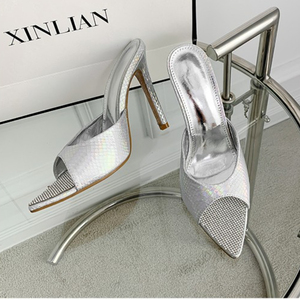 Sandales et mules à talons pour femmes, nouveautés 2025, best-sellers, à bout ouvert et ornées de strass - Product Image 6