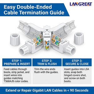 Coupleur en ligne Cat6 UTP <span class=keywords><strong>RJ45</strong></span> sans outil, boîtier de jonction <span class=keywords><strong>pour</strong></span> câble, 1 Gbit/s 250 MHz, clip de fixation, CE RoHS OEM - Product Image 2