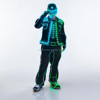 Ensemble de costumes lumineux à LED de vente chaude, tenue de pantalon de veste néon lueur pour la performance sur scène DJ, vêtements de danse de club de fête