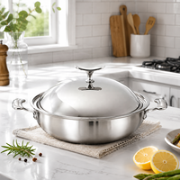 Casseroles à induction à bord large 3 plis en acier inoxydable 304 pour la cuisine à domicile
