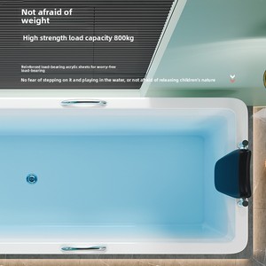 <span class=keywords><strong>Baignoire</strong></span> autoportante minimaliste moderne en acrylique blanc rectangulaire pour adultes pour la salle de bain avec robinet non inclus - Product Image 5