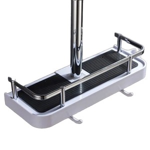 <b>Shower</b> Rod Holder 50X30CM Wall Mounted <b>Corner</b> <b>Storage</b> Rack With Hooks For Bathroom - Product Image 3