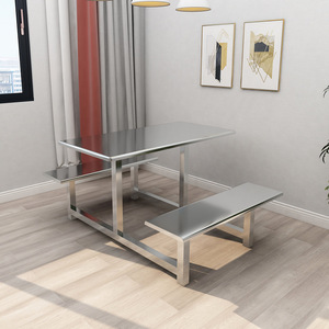Set di sedie da tavolo da pranzo in acciaio inox da 4 persone <span class=keywords><strong>Design</strong></span> <span class=keywords><strong>moderno</strong></span> per la mensa scolastica e il ristorante per la fornitura diretta della fabbrica per 6 persone - Product Image 6