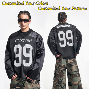 Camiseta de fútbol personalizada de manga larga Retro de malla con cuello en V camiseta de hockey de rugby sublimada Lisa personalizada en blanco - Product Image 2