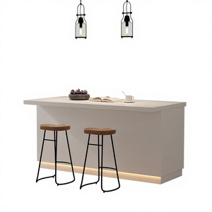 NEXGRAND <span class=keywords><strong>Isola</strong></span> da Cucina 72'' con Spazio di Archiviazione, Stile Moderno, Grigia, con Portabottiglie, Luce LED Integrata, Piano in Legno Ingegnerizzato - Product Image 1