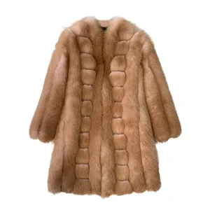Luxury Long Fox Garment Fox Fur Overknee Coat Punk Fur Coat Jacket
