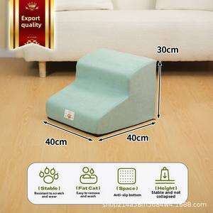 Lujoso moderno de madera maciza para perros escaleras cama rampa cachorros Teddy Corgi gato extraíble lavable PANA patrón de animales a rayas - Product Image 6