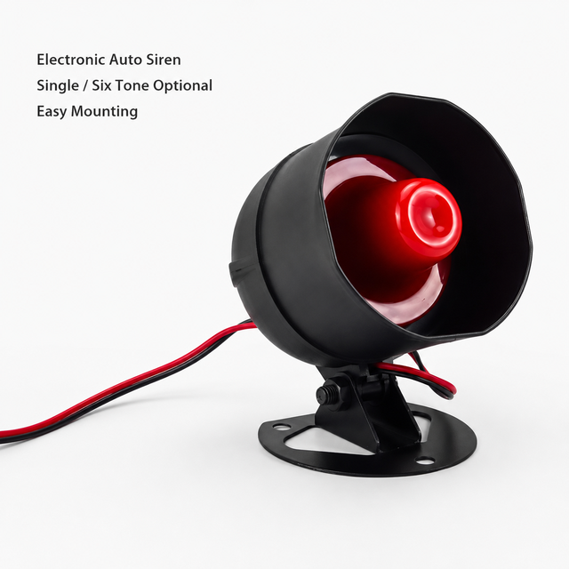 Electronic Auto Siren Loudspeaker Single Tone Six Tone Wired Alarm Buzzer Horn for Vehicle Anti-Theft System