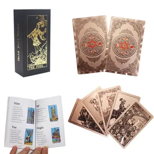 78 Foil Emas Tarot dengan Buku Panduan & Kotak Indah Holographic Tarot Deck Oracle Kartu Ramalan untuk Pemula