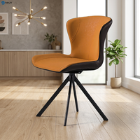 Chaise de salle à manger pivotante moderne en cuir PU, cadre en acier carbone noir, design minimaliste pour usage résidentiel et commercial