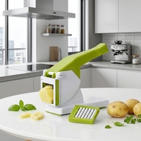 Plastic groentesnijder met roestvrijstalen messen, multifunctionele aardappelchipsnijder, huishoudelijk keukengereedschap