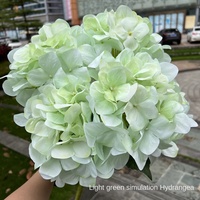 Nouvelles fleurs artificielles d'hortensia en soie imprimées en 3D, 5 têtes pour 50 cm de hauteur, feuilles de simulation pour utilisation murale