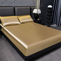 Ensemble de literie de luxe en satin 4 pièces, best-seller, comprenant un protège-matelas et un ensemble de draps-housses