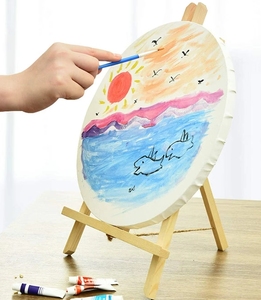 Transon Textile <strong>Round</strong> Cotton-Linen Blend Stretched <strong>Canvas</strong> with Fine Texture for Oil/Acrylic/Watercolor Painting - Product Image 6